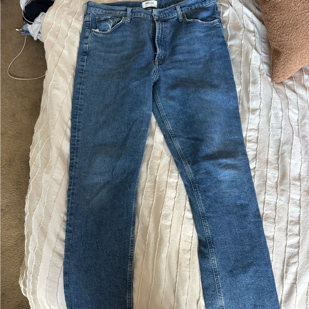 Agolde Women’s Classic Blue Straight-Leg Jeans